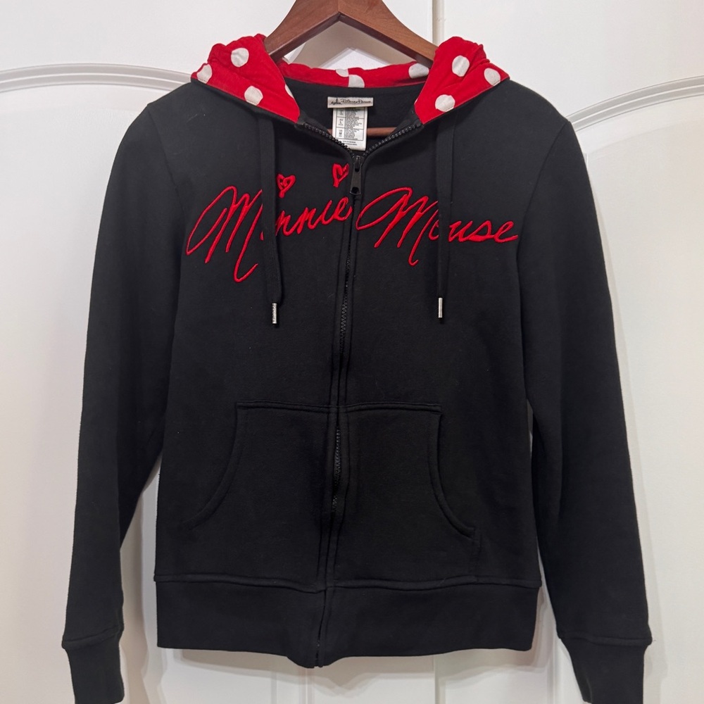 Disney Official Minnie Mouse Black and Red Hoodie. Size Medium